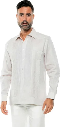 Vista 10 de Mojito - Camisa guayabera de manga larga para hombre, 100% lino, diseño de 2 bolsillos