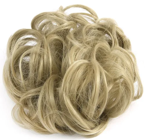 Vista 2 de Extensiones de moño de cabello desordenado, moño de cabello con coletero, recogedor Rubio ceniza