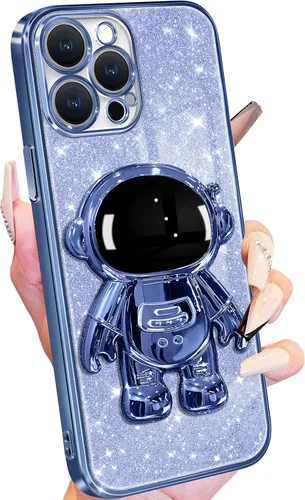 Vista 27 de Buleens Funda para iPhone 11 Pro Max Astronauta, Fundas Transparentes para iPhone 11 ProMax con Papel con Purpurina y Soporte de Astronauta, Mujeres