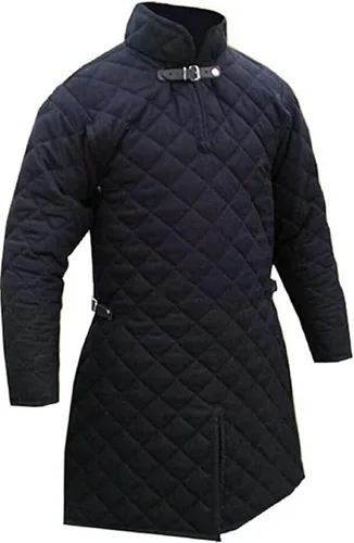 Vista 3 de Medieval Celta Viking Acolchado Armadura Color Negro Gambeson con Mangas Completas