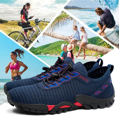 Vista 7 de SOBASO Zapatos de agua para mujeres y hombres, secado rápido, para natación, playa, zapatos acuáticos para deportes acuáticos, buceo, senderismo