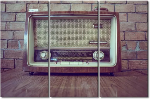 Vista 27 de TUMOVO Arte de pared de estilo retro, grupo de dispositivos electrónicos antiguos de radio, pinturas de imágenes, 3 piezas, lienzo, decoración