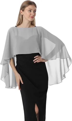 Vista 3 de Hotshawl Capelets para mujer, chales de gasa y envolturas para vestido de noche, capas de boda