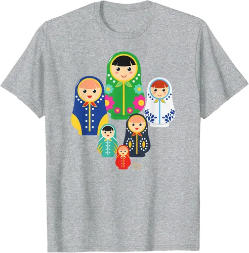 Vista 42 de Matryoshka Russian Nesting Dolls, Rusia - Camiseta de regalo, Azul / Patchwork, S