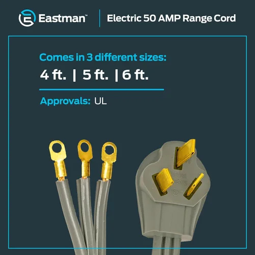 Vista 6 de Eastman 61241 - Cable de secadora eléctrico de 4 pies, cable de 3 clavijas de 50 amperios