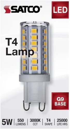 Vista 4 de Satco 5 vatios JCD LED claro 3000K G9 base 120 voltios