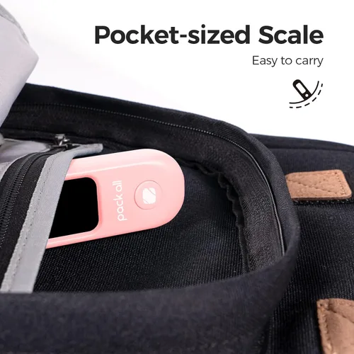 Vista 7 de pack all Báscula de equipaje de 110 libras, báscula digital de equipaje de mano, báscula de peso para maleta de viaje con pantalla LCD, batería