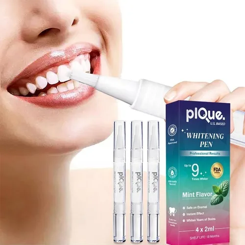 Vista 5 de PLQUE - Bolígrafo blanqueador de dientes, fórmula profesional de sabor a menta con 35% de peróxido de carbamida para dientes sensibles, fácil