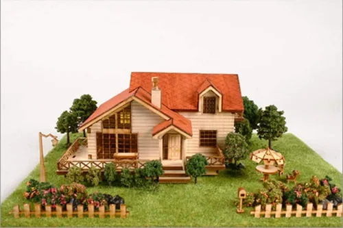 Vista 8 de Young Modeler HO Serises - Kit de modelo de madera de escritorio, casa de jardín A con una cubierta grande (YM 633): kit de catapulta en miniatura