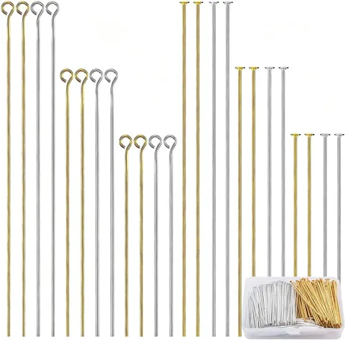 Vista 8 de 600 Piezas Alfileres de Cabeza Plana de Ojo de 2 Pulgadas para Hacer Joyas DIY, Alfileres de Cabeza Rectos de Bronce y Metal Negro para Manualidades