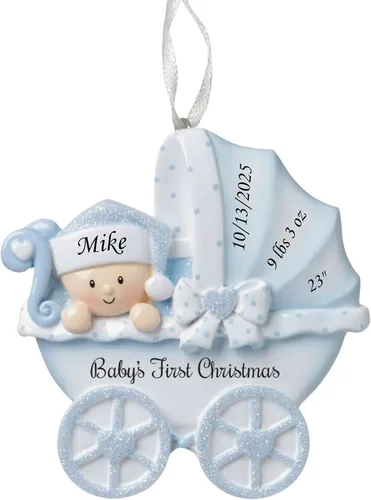 Vista 8 de Adorno de la primera Navidad del bebé 2025 – Recuerdo personalizado de las fiestas – Adorno personalizado de mi primera Navidad para bebé y nieto
