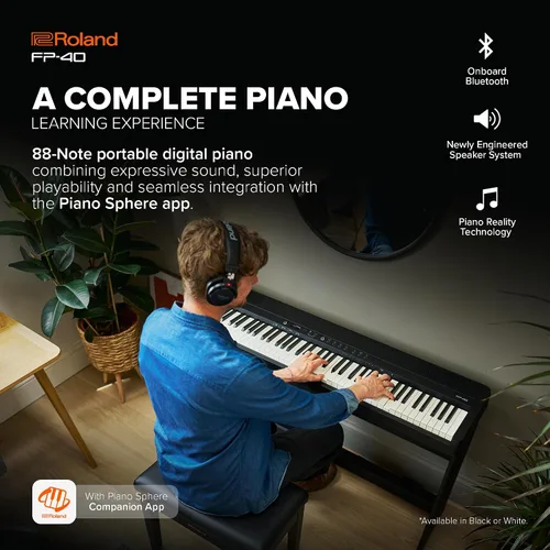 Vista 2 de Roland Piano digital portátil FP-40 con aplicación de esfera de piano