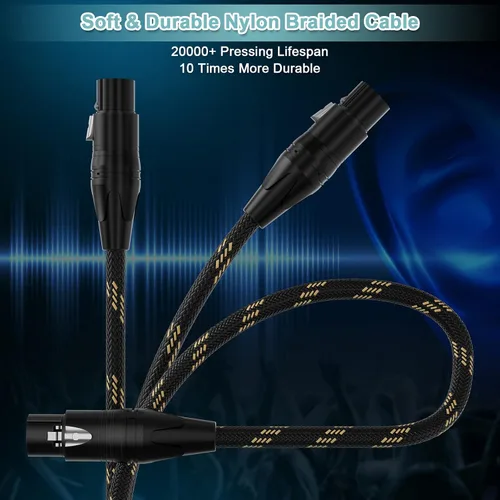 Vista 5 de Adaptador XLR equilibrado hembra a TRS de 1/4 pulgada (6.35mm), cable de micrófono de 6 pies