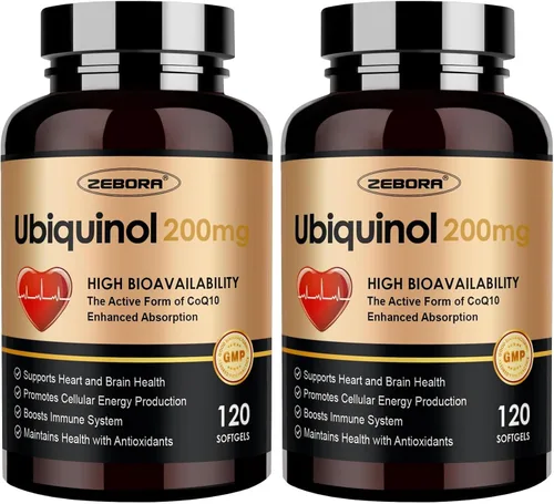 Vista 8 de ZEBORA Ubiquinol CoQ10 - Cápsulas blandas de 200 mg, potente antioxidante 4 en 1 para la salud cardíaca y vascular, esencial para la producción