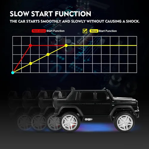 Vista 5 de JOYLDIAS - Auto Mercedes-Benz G650S con licencia para niños, camión de paseo para niños 12V7AH con luces LED subterráneas, control remoto, 3 Negro