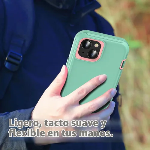 Vista 5 de MXX Funda de Alta Resistencia para iPhone 15 con Pantalla de Vidrio Templado, Protector de Lente de Cámara de 3 Capas, Protección Completa del aqua