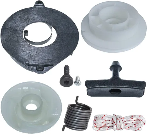 Vista 4 de Kit de cuerda de agarre de resorte de polea de arranque de retroceso para motosierra Husqvarna 435 440 Reemplazar # 505647301, 537423201, 540057502