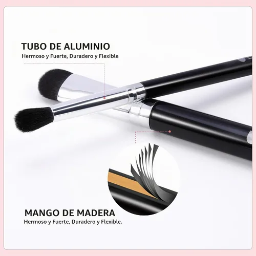 Vista 6 de DUcare Juego de brochas de maquillaje de ojos, 6 brochas profesionales para mezclar sombras de ojos, brochas de maquillaje para corrector de cejas
