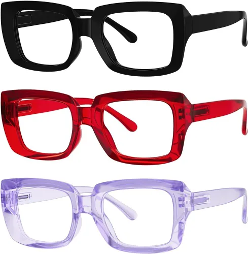 Vista 20 de Eyekepper - Juego de 4 gafas elegantes para mujer, anteojos cuadrados de gran tamaño para mujer