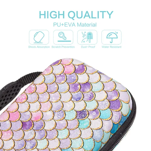 Vista 2 de Lokigo Mermaid Carrying Case for Nintendo Switch Lite, Ultra Slim Protective Portable Hard Shell Pouch Travel Bag for Switch Lite Console &