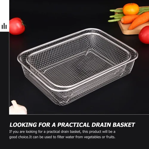Vista 9 de BESTonZON Escurridor de mesa cuadrada Rectangular Alimentos para el hogar multifunción La bandeja de enjuague Servidor de acero Verduras Cuenca