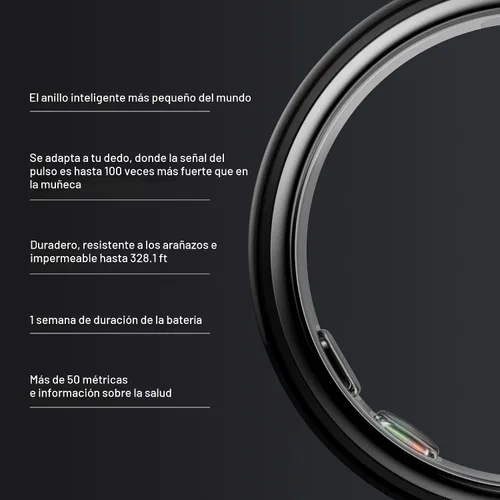 Vista 2 de Oura Ring 5 Smart Wearable - Negro - Talla 6 - Rastreador de fitness