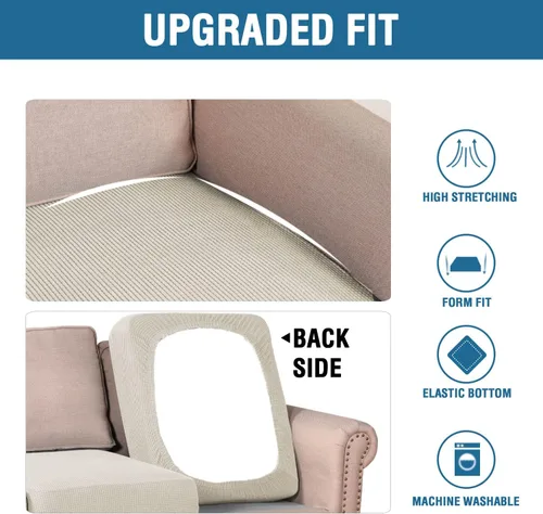 Vista 113 de H.VERSAILTEX - Fundas elásticas para cojín de sofá individual, fundas de asiento para silla de sofá, protector de cojín con tejido jacquard de sarga
