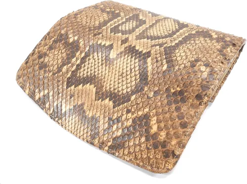 Vista 2 de Cartera de embrague triple de piel de serpiente de pitón auténtica para mujer, Beige birmano, Cartera de embrague triple Python