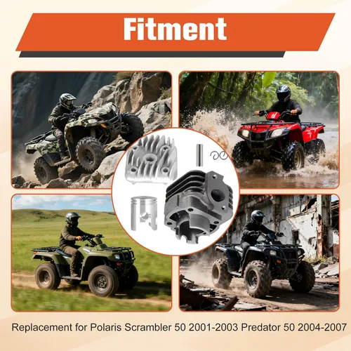 Vista 2 de labwork Kit de pistón de cilindro de repuesto para Polaris Scrambler 50 2001-2003 Reemplazo para Polaris Predator 50 2004-2007