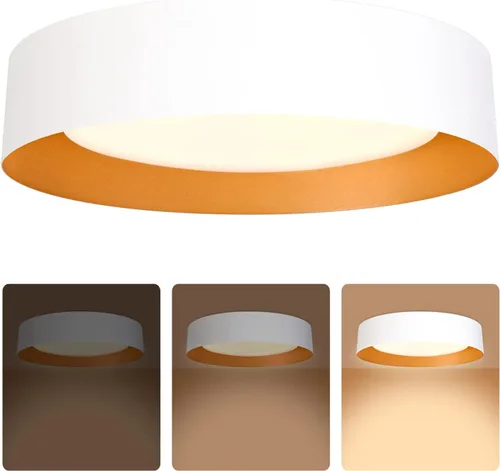 Vista 8 de Bargeni Lámpara de techo empotrada, lámpara de techo LED de 12.5 pulgadas, 5CCT regulable/2700K-6000K/20W, negro mate con acento de madera, montaje