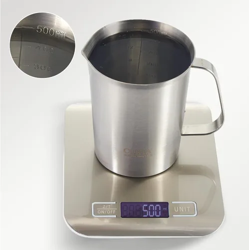 Vista 2 de CURTA Taza medidora de acero inoxidable 18/8 con mango y labio de vertido, 16 oz (2 tazas, 16.9 fl oz)