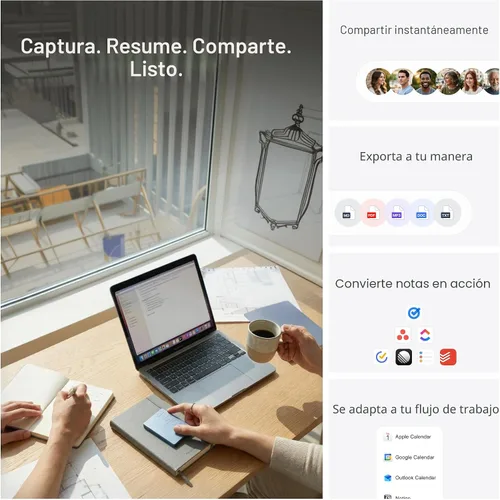 Vista 5 de Pocket Grabadora de voz AI, transcripción automática, tomador de notas AI Sierra Azul