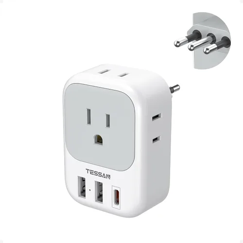 Vista 8 de TESSAN - Adaptador de enchufe de EE. UU. a Japón PD 20W, adaptador de 2 clavijas a 3 clavijas