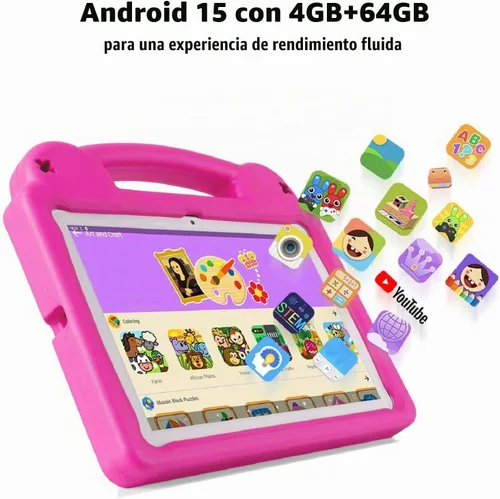 Vista 5 de Tablet para niños de 10 pulgadas, tableta Android para niños con 8 GB de RAM 64 GB de ROM, 1 TB expandible, Octa-Core, 5G WiFi 6, control parental