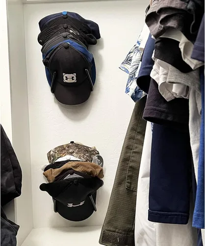 Vista 5 de Pmsanzay Percha organizadora de gorras, soporte para sombreros, estante para sombreros, organizador de sombreros para instalación en la pared, gran