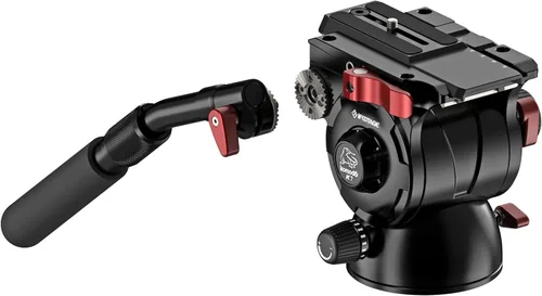 Vista 6 de IFOOTAGE Cabezal fluido Komodo K7, cabezal de trípode de video Cabezal de arrastre fluido para cámaras DSLR, videocámara, monopie y trípodes, carga