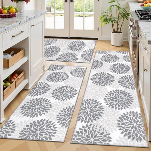 Vista 11 de Ileading Juego de 3 alfombras de cocina bohemias con corredor, alfombra de cocina, alfombras y tapetes antideslizantes lavables para cocina, suelo