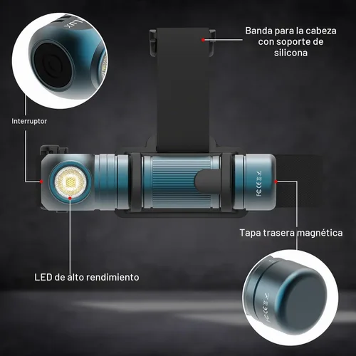 Vista 6 de Linterna frontal recargable SightLux Diadema de ángulo recto de 1500 lúmenes