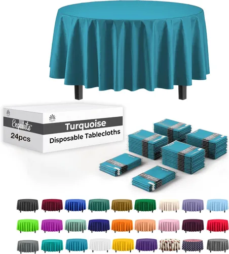 Vista 17 de Party Solids Mantel rectangular de plástico color azul aguamarina, 54 x 108 pulgadas, paquete de 24