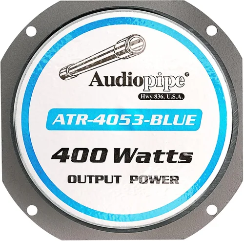 Vista 6 de Audiopipe Super Tweeter resistente (ATR-4053-BLUE), 400 vatios, marco de aluminio fundido a presión, azul caramelo, acabado de corte cromado