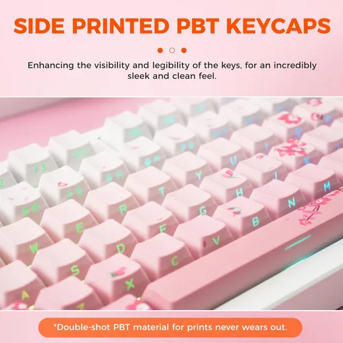 Vista 3 de DAREU EK75PRO Sakura Pink Teclado mecánico inalámbrico para juegos y mouse inalámbrico para juegos con combinación de base de carga