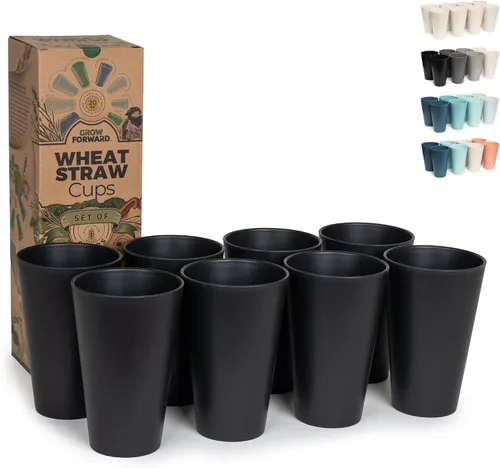 Vista 12 de Grow Forward Vasos de paja de trigo prémium – Vasos de plástico duro irrompibles sin BPA de 13 y 20 onzas – Vasos de plástico ligero reutilizables
