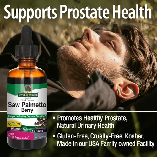 Vista 4 de Natures' Answer Saw Palmetto Berry con alcohol orgánico, 2 onzas líquidas (el embalaje puede variar)