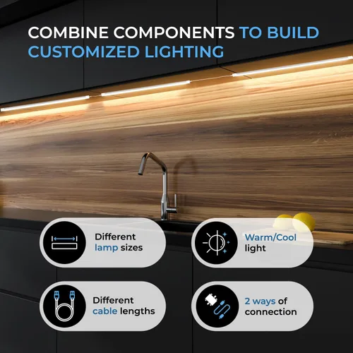 Vista 5 de EShine Kit de iluminación LED activado por movimiento de mano para debajo del gabinete, regulable, paquete de 1, 20 pulgadas - Control de atenuación