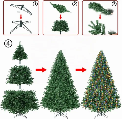 Vista 9 de Árbol de Navidad de 4 pies con luces, árbol de Navidad artificial con 100 luces LED y 334 puntas de ramas, árbol de Navidad con soporte plegable