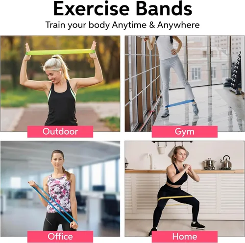 Vista 5 de New Horrizon Bandas de resistencia para entrenamiento, juego de 5 con bolsa de transporte, bandas de ejercicio de resistencia para entrenamiento