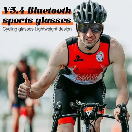Vista 6 de Gafas de sol deportivas inteligentes, lentes de sol Bluetooth para ciclismo y mujeres, carga magnética Bluetooth 5.4 con protección UV, auriculares
