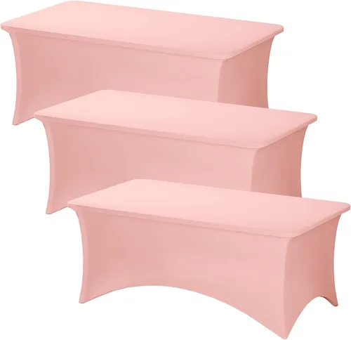 Vista 63 de Fixwal Paquete de 6 Manteles de Mesa Rectangulares, Cubierta de Mesa de 6 Pies, Mantel Blanco Rectangular Ajustado Elástico Rectangular, Cubierta