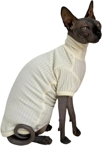 Vista 5 de Beep Blue Sphynx Cat Shirt Ropa Cuello Alto Algodón Gato Chaleco Suéter Sin mangas, material suave, suéter para las cuatro estaciones, mezcla