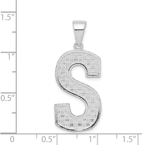 Vista 3 de Colgante de plata de ley 925 con letra inicial S del alfabeto de 1.378 in, Metal, No es una piedra preciosa